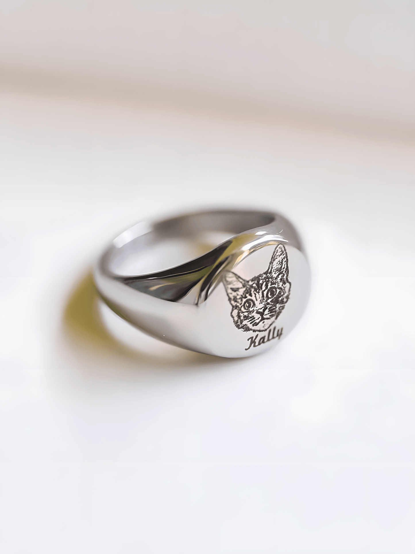 Custom Golden color Pet Portrait Ring Personalized Ring Gift Custom Pet Portrait Ring Trendy Jewelry for Cat Best Pet Gift - ecochicdelight