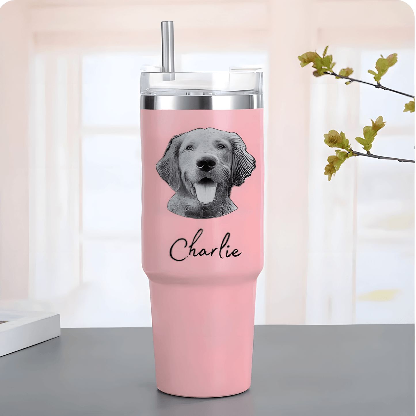 Custom pet Tumbler with photo 30oz, personalized pet portrait pictures cup for pet gift, pet parents tumbler, pet memorial gift，No Handle - ecochicdelight